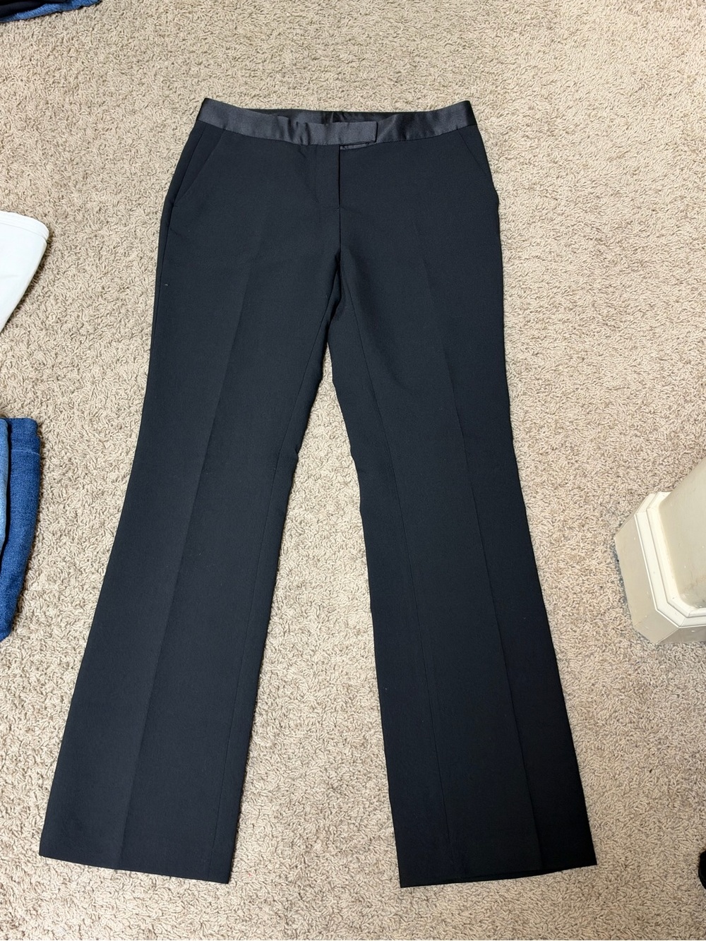 Zara Black Boot Cut Dress Pants with Satin Waistband